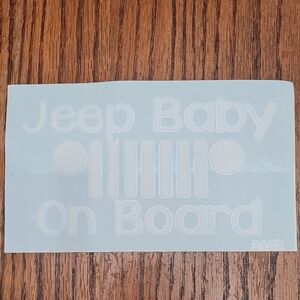 Jeep Baby On Board Decal - White NWOT